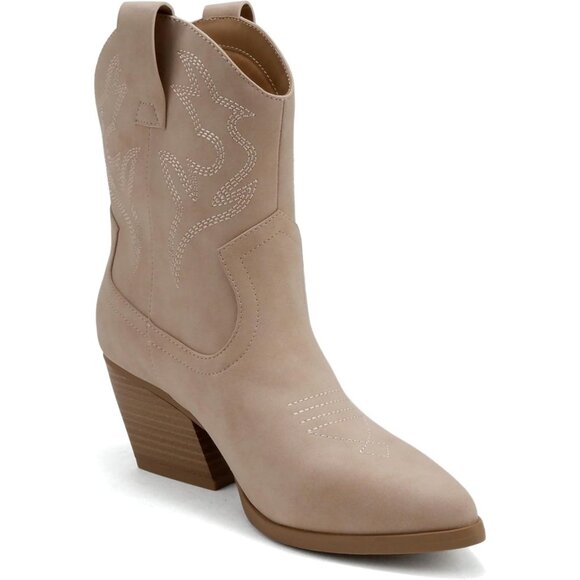 Blazing Ankle Boot Women Tan Pointe Toe Low Heel - Picture 5 of 6